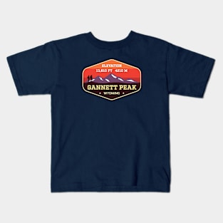Gannett Peak Wyoming Mountain Climbing Badge Kids T-Shirt